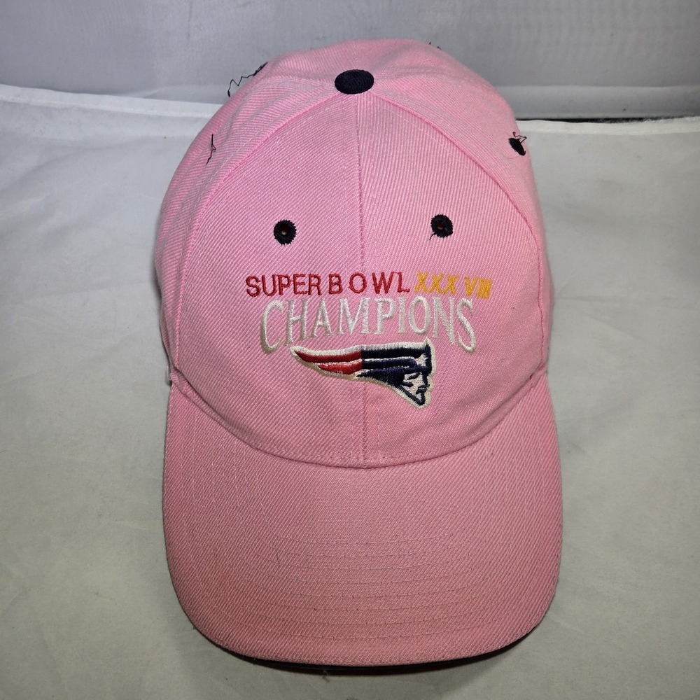 Vintage 2005 Super Bowl 38 Champions New England Patriots Pink Adjustable Hat